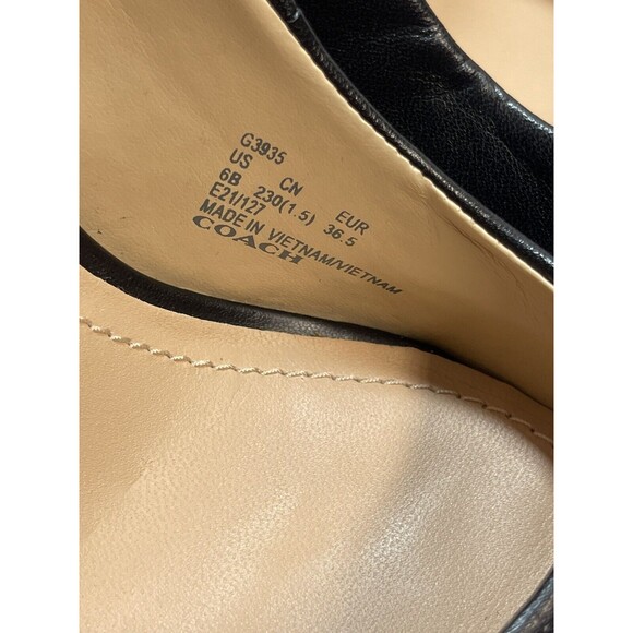 COACH Waverly Leather Pump With Beadchain In Black & Gold Sz 6 - Picture 11 of 12